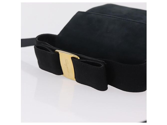 Borsa a Tracolla Salvatore Ferragamo Vala Camoscio Navy Tono Oro Auth 207593 Blu navy - vista 7