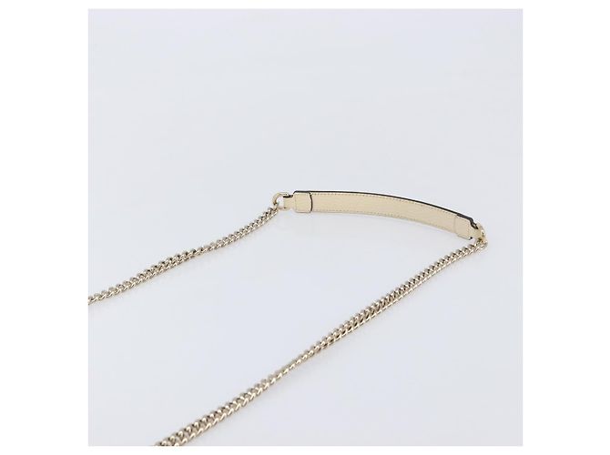 GUCCI Interlocking G Chain Schultertasche aus Leder Weiß Gold 607720 Auth 207449V Golden - Ansicht 15