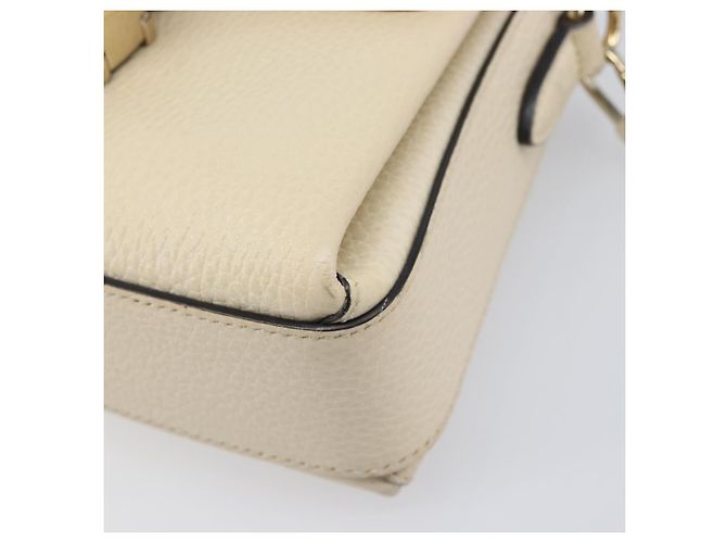 GUCCI Interlocking G Chain Schultertasche aus Leder Weiß Gold 607720 Auth 207449V Golden - Ansicht 16