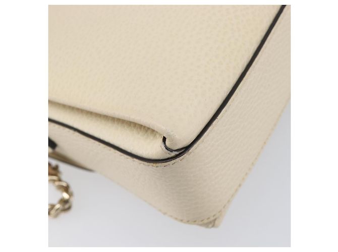 GUCCI Interlocking G Chain Schultertasche aus Leder Weiß Gold 607720 Auth 207449V Golden - Ansicht 19