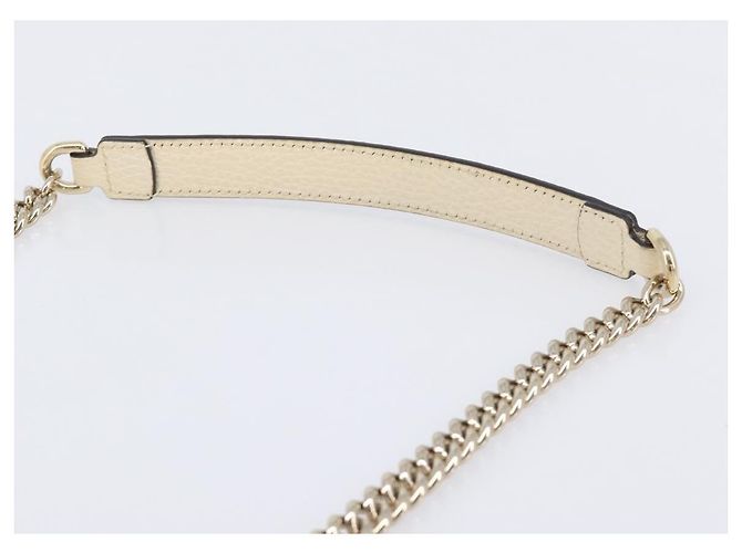 GUCCI Interlocking G Chain Schultertasche aus Leder Weiß Gold 607720 Auth 207449V Golden - Ansicht 7