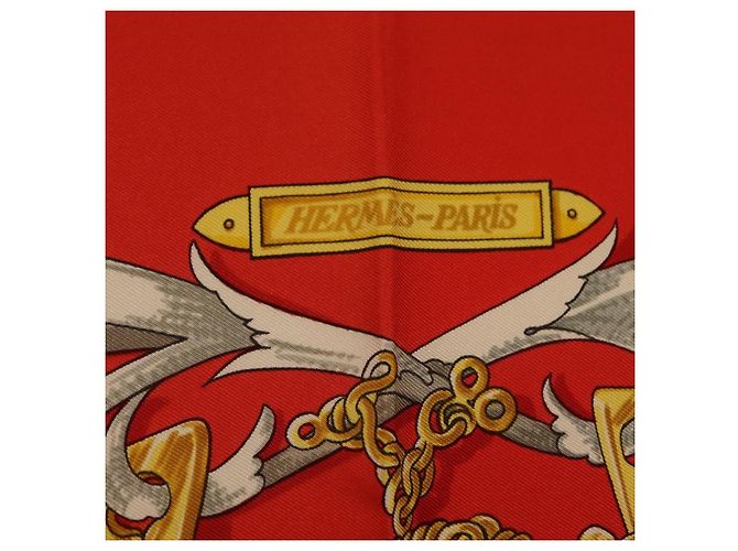 Hermès HERMES Carre 90 Seidentuch Rot Gelb "LES MORS A LA CONETABLE" Auth ki6871M - Ansicht 11