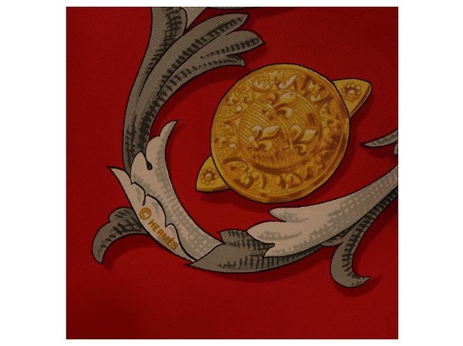 Hermès HERMES Carre 90 Seidentuch Rot Gelb "LES MORS A LA CONETABLE" Auth ki6871M - Ansicht 12
