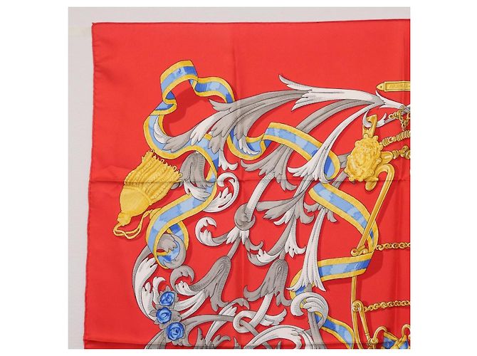 Hermès HERMES Carre 90 Seidentuch Rot Gelb "LES MORS A LA CONETABLE" Auth ki6871M - Ansicht 2