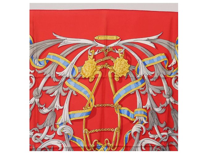Hermès HERMES Carre 90 Seidentuch Rot Gelb "LES MORS A LA CONETABLE" Auth ki6871M - Ansicht 3