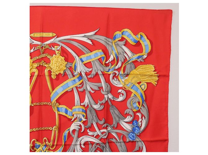 Hermès HERMES Carre 90 Seidentuch Rot Gelb "LES MORS A LA CONETABLE" Auth ki6871M - Ansicht 4