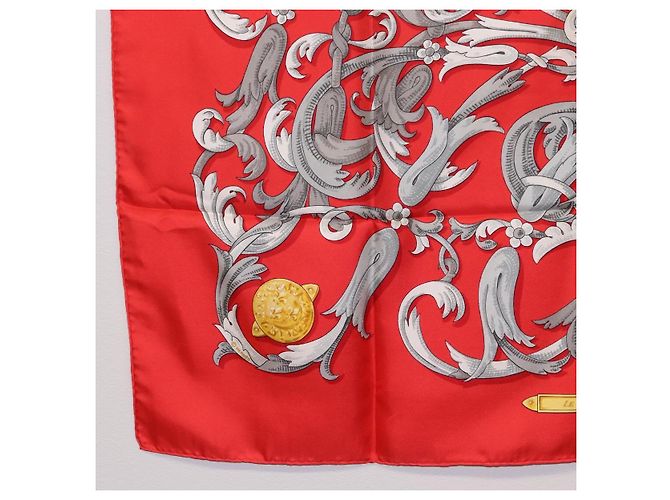 Hermès HERMES Carre 90 Seidentuch Rot Gelb "LES MORS A LA CONETABLE" Auth ki6871M - Ansicht 8