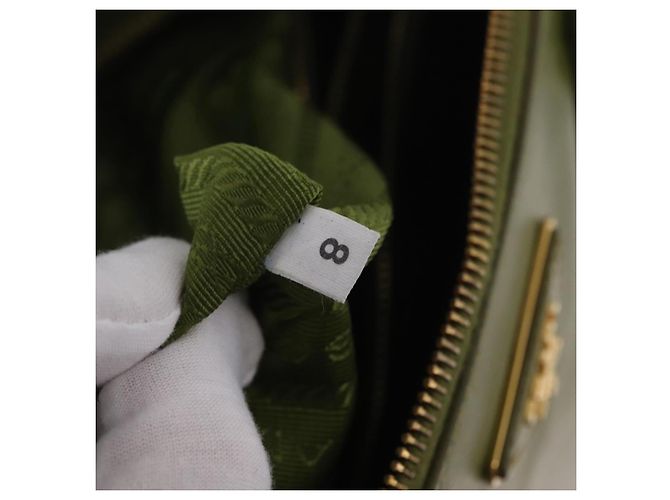 PRADA Handtasche Saffiano Leder Green Gold Auth 207400V Golden Grün - Ansicht 10