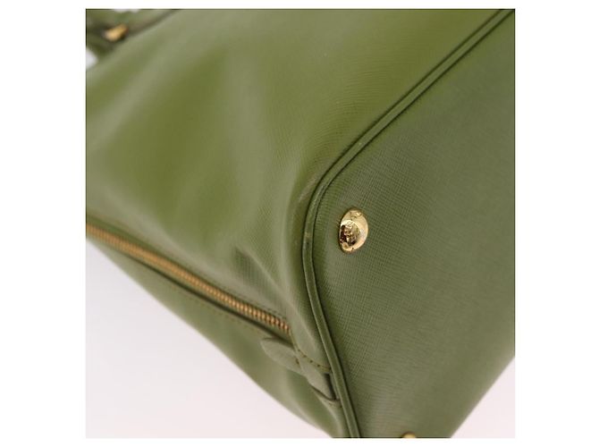 PRADA Handtasche Saffiano Leder Green Gold Auth 207400V Golden Grün - Ansicht 16