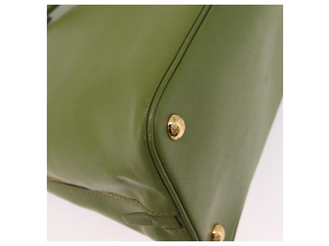 PRADA Handtasche Saffiano Leder Green Gold Auth 207400V Golden Grün - Ansicht 18