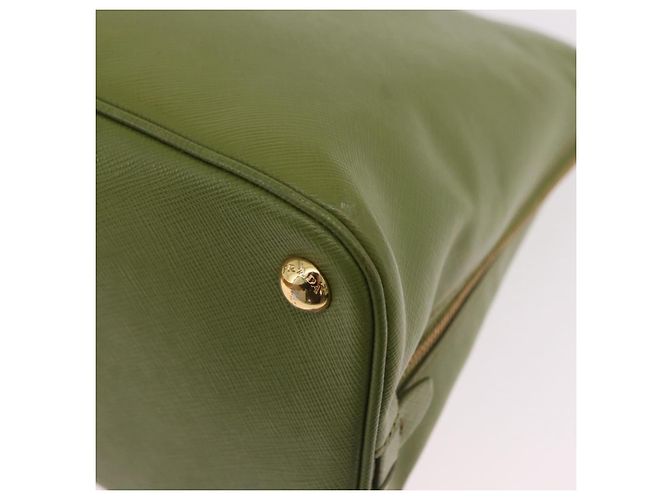 PRADA Handtasche Saffiano Leder Green Gold Auth 207400V Golden Grün - Ansicht 19
