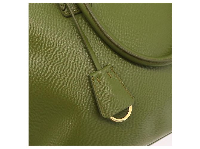 PRADA Handtasche Saffiano Leder Green Gold Auth 207400V Golden Grün - Ansicht 20