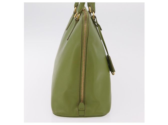 PRADA Handtasche Saffiano Leder Green Gold Auth 207400V Golden Grün - Ansicht 4