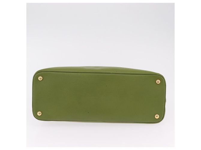 PRADA Handtasche Saffiano Leder Green Gold Auth 207400V Golden Grün - Ansicht 5