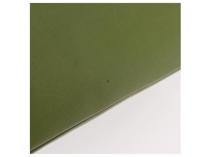 PRADA Handtasche Saffiano Leder Green Gold Auth 207400V Golden Grün - Ansicht 6