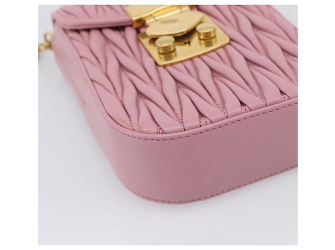 Borsa a tracolla Miu Miu Matelassé con catena in pelle Pink Gold Auth 207619V Rosa D'oro - vista 14