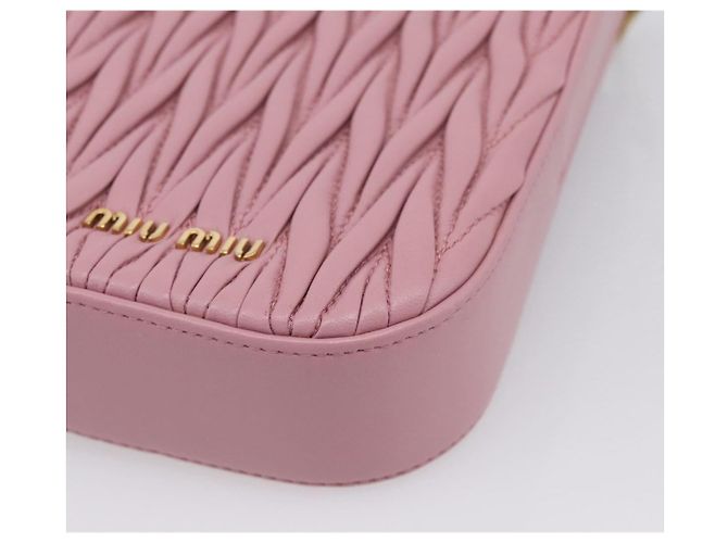 Borsa a tracolla Miu Miu Matelassé con catena in pelle Pink Gold Auth 207619V Rosa D'oro - vista 15