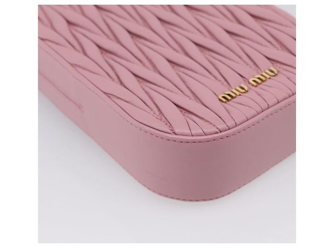 Borsa a tracolla Miu Miu Matelassé con catena in pelle Pink Gold Auth 207619V Rosa D'oro - vista 16