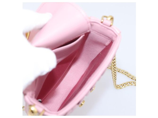 Borsa a tracolla Miu Miu Matelassé con catena in pelle Pink Gold Auth 207619V Rosa D'oro - vista 19