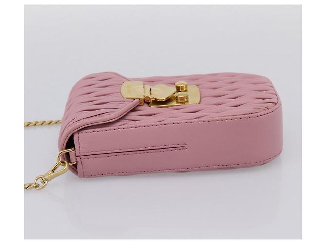 Borsa a tracolla Miu Miu Matelassé con catena in pelle Pink Gold Auth 207619V Rosa D'oro - vista 3