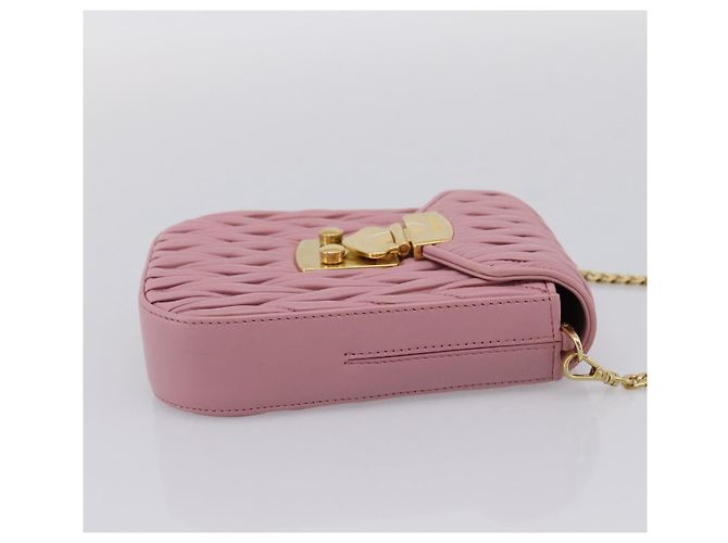 Borsa a tracolla Miu Miu Matelassé con catena in pelle Pink Gold Auth 207619V Rosa D'oro - vista 4