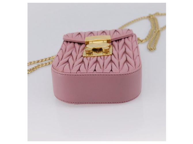 Borsa a tracolla Miu Miu Matelassé con catena in pelle Pink Gold Auth 207619V Rosa D'oro - vista 5