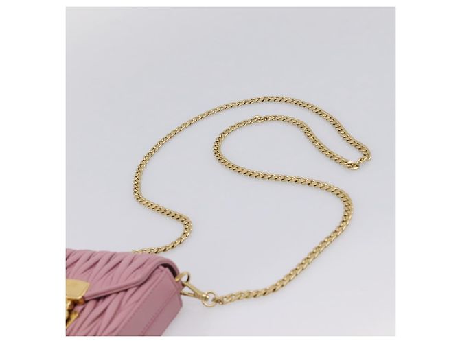 Borsa a tracolla Miu Miu Matelassé con catena in pelle Pink Gold Auth 207619V Rosa D'oro - vista 8