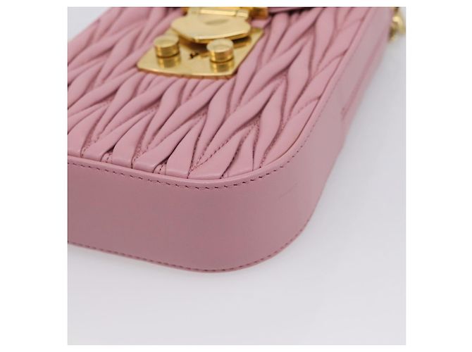 Borsa a tracolla Miu Miu Matelassé con catena in pelle Pink Gold Auth 207619V Rosa D'oro - vista 9