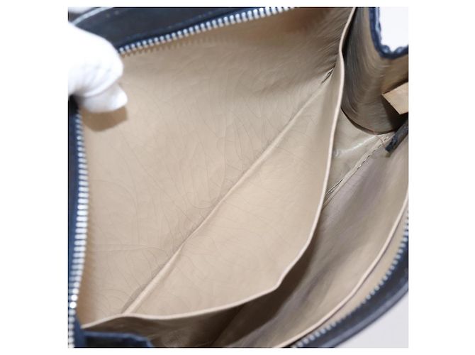 Borsa a Pochette Christian Dior Trotter Canvas Navy Silver Auth 207525 Argento Blu navy - vista 12