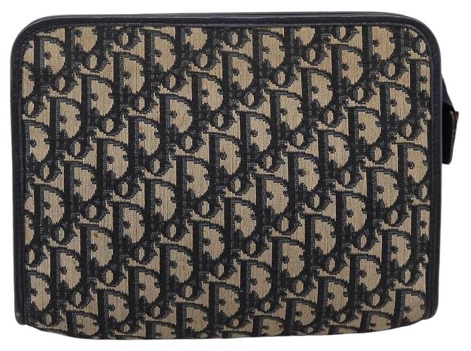 Borsa a Pochette Christian Dior Trotter Canvas Navy Silver Auth 207525 Argento Blu navy - vista 13
