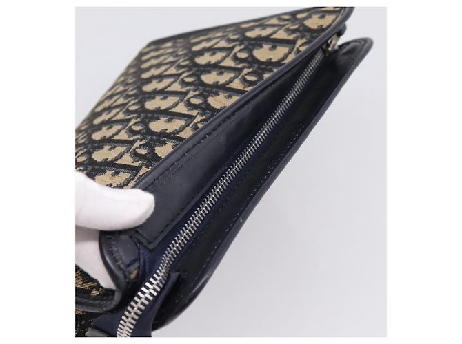 Borsa a Pochette Christian Dior Trotter Canvas Navy Silver Auth 207525 Argento Blu navy - vista 5
