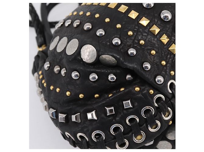 Miu Miu Handtasche Leder 2way Schwarz Goldton Auth 167722M - Ansicht 17