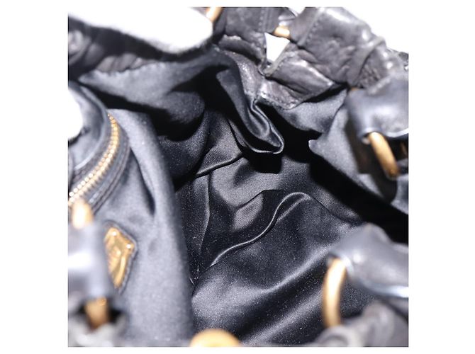 Miu Miu Handtasche Leder 2way Schwarz Goldton Auth 167722M - Ansicht 21