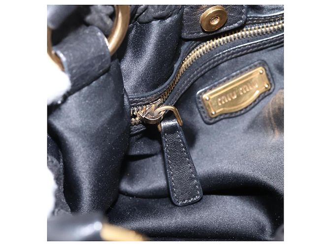 Miu Miu Handtasche Leder 2way Schwarz Goldton Auth 167722M - Ansicht 23