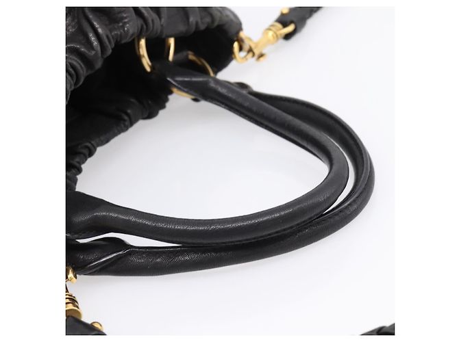 Miu Miu Handtasche Leder 2way Schwarz Goldton Auth 167722M - Ansicht 7