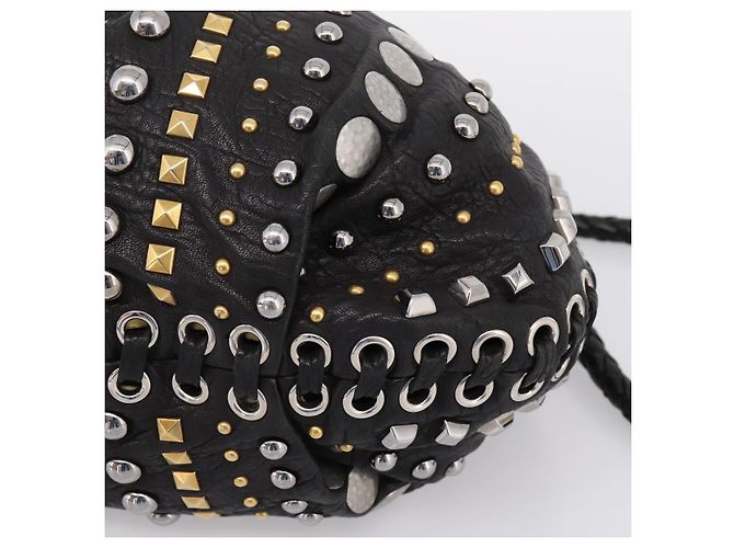 Miu Miu Handtasche Leder 2way Schwarz Goldton Auth 167722M - Ansicht 9
