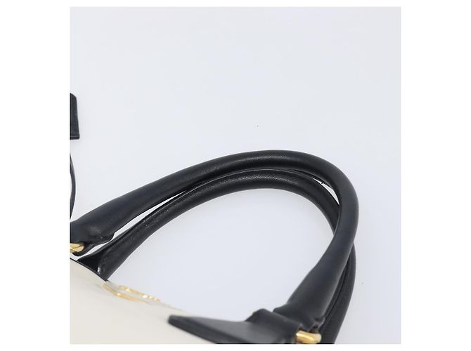 Saffiano Bolsa de mão PRADA Couro Safiano White Gold Auth bs37455A Branco Dourado - vista 14