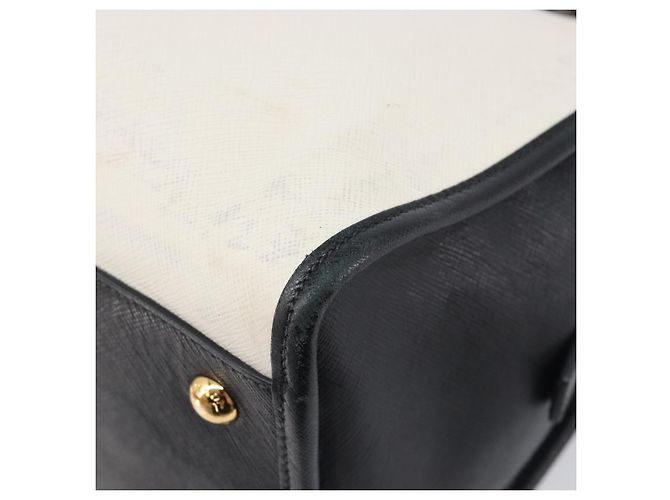 Saffiano Bolsa de mão PRADA Couro Safiano White Gold Auth bs37455A Branco Dourado - vista 15