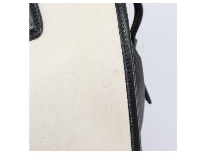 Saffiano Bolsa de mão PRADA Couro Safiano White Gold Auth bs37455A Branco Dourado - vista 19