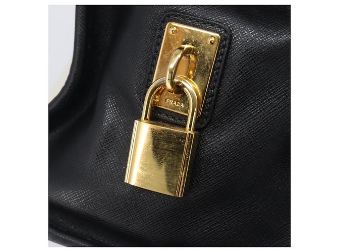 Saffiano Bolsa de mão PRADA Couro Safiano White Gold Auth bs37455A Branco Dourado - vista 25