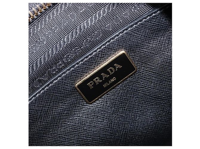 Saffiano Bolsa de mão PRADA Couro Safiano White Gold Auth bs37455A Branco Dourado - vista 26