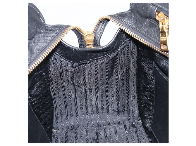 Saffiano Bolsa de mão PRADA Couro Safiano White Gold Auth bs37455A Branco Dourado - vista 27