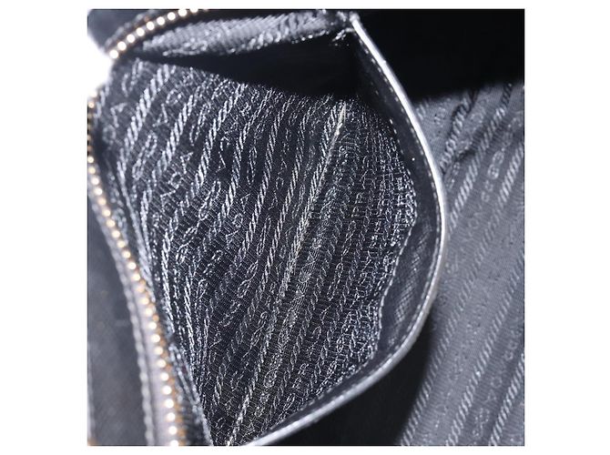 Saffiano Bolsa de mão PRADA Couro Safiano White Gold Auth bs37455A Branco Dourado - vista 29