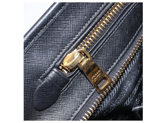 Saffiano Bolsa de mão PRADA Couro Safiano White Gold Auth bs37455A Branco Dourado - vista 30