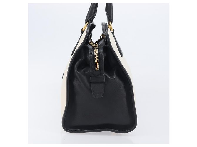 Saffiano Bolsa de mão PRADA Couro Safiano White Gold Auth bs37455A Branco Dourado - vista 6