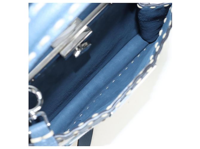 Borsa FENDI Selleria Peek A Boo I See You Canvas 2way Light Blue Auth LN207SAM Argento Blu chiaro - vista 10