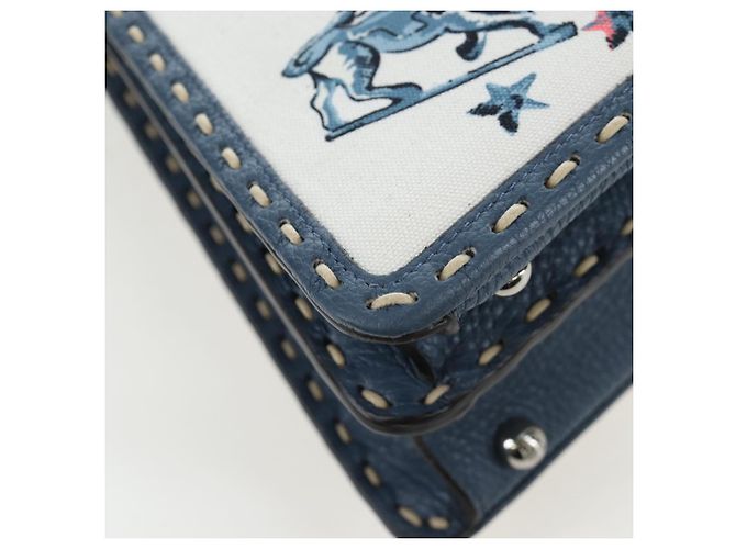 Borsa FENDI Selleria Peek A Boo I See You Canvas 2way Light Blue Auth LN207SAM Argento Blu chiaro - vista 16