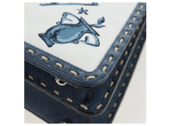 Borsa FENDI Selleria Peek A Boo I See You Canvas 2way Light Blue Auth LN207SAM Argento Blu chiaro - vista 17
