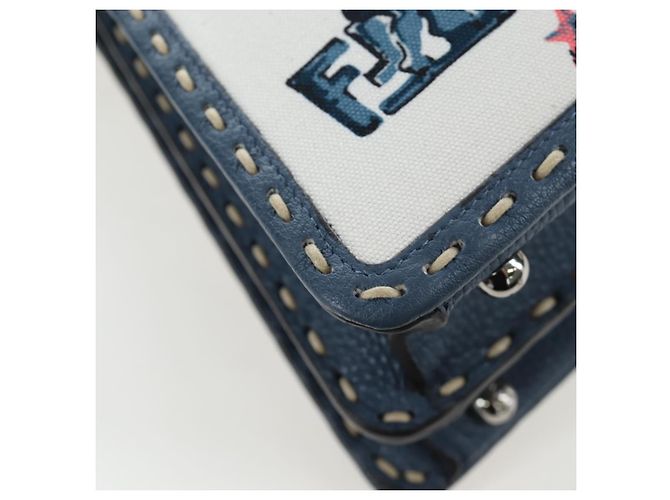 Borsa FENDI Selleria Peek A Boo I See You Canvas 2way Light Blue Auth LN207SAM Argento Blu chiaro - vista 18