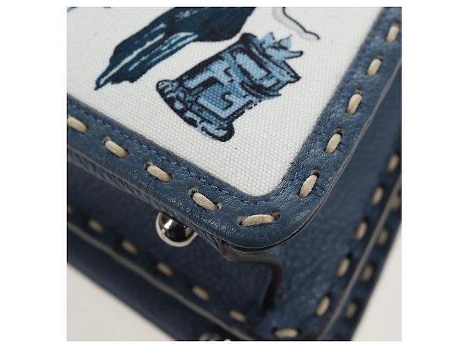 Borsa FENDI Selleria Peek A Boo I See You Canvas 2way Light Blue Auth LN207SAM Argento Blu chiaro - vista 19